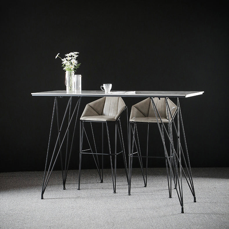 Modern Bar Table Set 1/2/3 Pieces Rectangle Stone Counter Table with High Stools Clearhalo 'Bar Furniture' 'furn' 'furn_home_bar_bar_sets' 'Furniture' 'Home Bars & Bar Sets' 'home_bar_bar_sets' 'Kitchen & Dining Furniture' 5796716