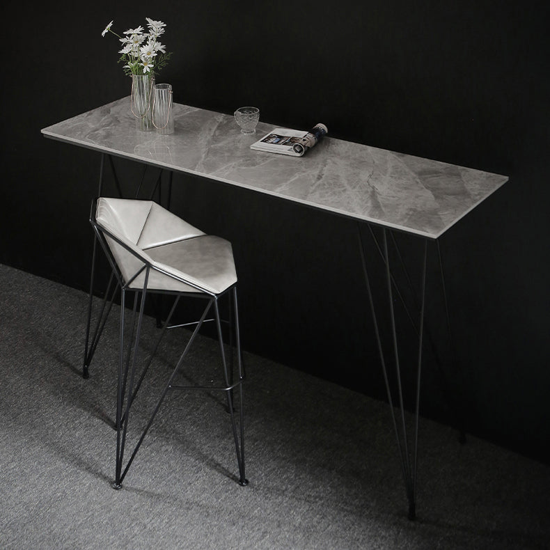 Modern Bar Table Set 1/2/3 Pieces Rectangle Stone Counter Table with High Stools Clearhalo 'Bar Furniture' 'furn' 'furn_home_bar_bar_sets' 'Furniture' 'Home Bars & Bar Sets' 'home_bar_bar_sets' 'Kitchen & Dining Furniture' 5796717
