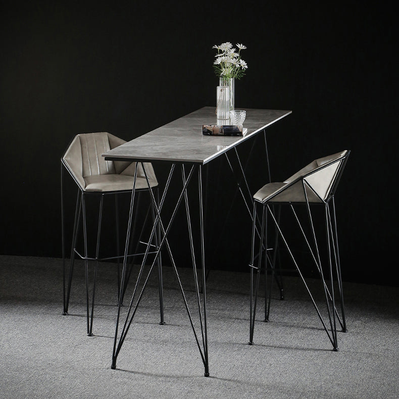 Modern Bar Table Set 1/2/3 Pieces Rectangle Stone Counter Table with High Stools Clearhalo 'Bar Furniture' 'furn' 'furn_home_bar_bar_sets' 'Furniture' 'Home Bars & Bar Sets' 'home_bar_bar_sets' 'Kitchen & Dining Furniture' 5796718