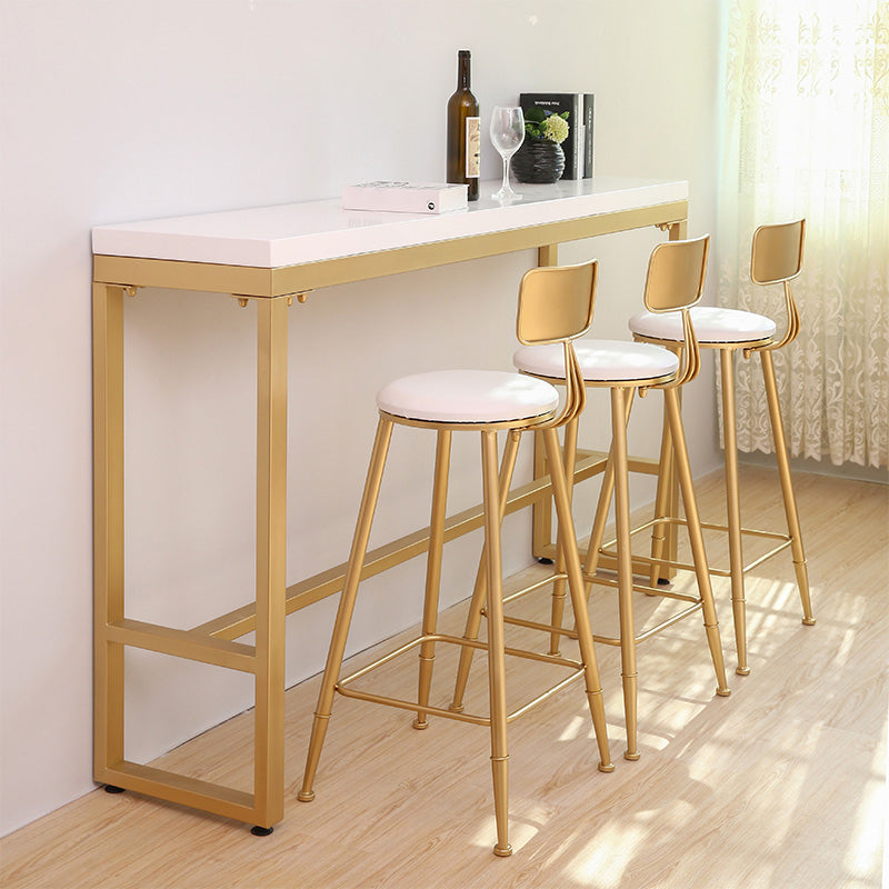 Glam Bar Table Set 1/4 Pieces Rectangle Wood Counter Table with High Stools 4 Pieces: Table, 3 White Stools Clearhalo 'Bar Furniture' 'furn' 'furn_home_bar_bar_sets' 'Furniture' 'Home Bars & Bar Sets' 'home_bar_bar_sets' 'Kitchen & Dining Furniture' 5796729
