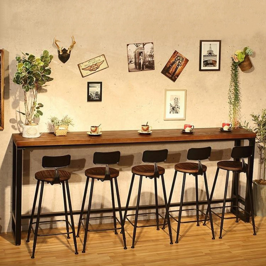 Ensemble de Table de Bar industriel 1/6/11 pièces, Table de comptoir rectangulaire en bois de pin avec tabourets hauts