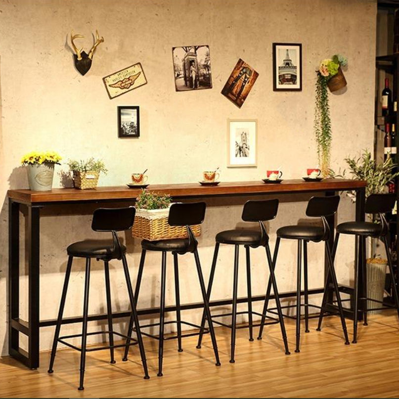 Ensemble de Table de Bar industriel 1/6/11 pièces, Table de comptoir rectangulaire en bois de pin avec tabourets hauts