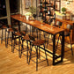 Ensemble de Table de Bar industriel 1/6/11 pièces, Table de comptoir rectangulaire en bois de pin avec tabourets hauts