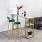 Modern 1/3 Pieces Bar Table Set Rectangle Stone Counter Table with High Stools for Cafe 3 Pieces: White Gold Table, 2 Green Stools Clearhalo 'Bar Furniture' 'furn' 'furn_home_bar_bar_sets' 'Furniture' 'Home Bars & Bar Sets' 'home_bar_bar_sets' 'Kitchen & Dining Furniture' 5796798