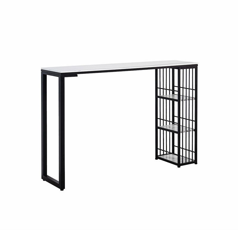 Modern 1/3 Pieces Bar Table Set Rectangle Stone Counter Table with High Stools for Cafe White-Black 71"L x 16"W Clearhalo 'Bar Furniture' 'furn' 'furn_home_bar_bar_sets' 'Furniture' 'Home Bars & Bar Sets' 'home_bar_bar_sets' 'Kitchen & Dining Furniture' 5796799