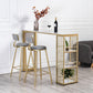 Modern 1/3 Pieces Bar Table Set Rectangle Stone Counter Table with High Stools for Cafe 3 Pieces: White Gold Table, 2 Gray Stools Clearhalo 'Bar Furniture' 'furn' 'furn_home_bar_bar_sets' 'Furniture' 'Home Bars & Bar Sets' 'home_bar_bar_sets' 'Kitchen & Dining Furniture' 5796803