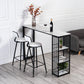 Modern 1/3 Pieces Bar Table Set Rectangle Stone Counter Table with High Stools for Cafe 3 Pieces: White-Black Table, 2 White Stools Clearhalo 'Bar Furniture' 'furn' 'furn_home_bar_bar_sets' 'Furniture' 'Home Bars & Bar Sets' 'home_bar_bar_sets' 'Kitchen & Dining Furniture' 5796804