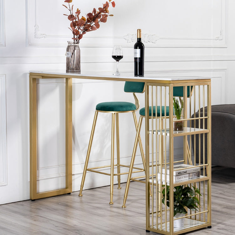 Modern 1/3 Pieces Bar Table Set Rectangle Stone Counter Table with High Stools for Cafe Clearhalo 'Bar Furniture' 'furn' 'furn_home_bar_bar_sets' 'Furniture' 'Home Bars & Bar Sets' 'home_bar_bar_sets' 'Kitchen & Dining Furniture' 5796816