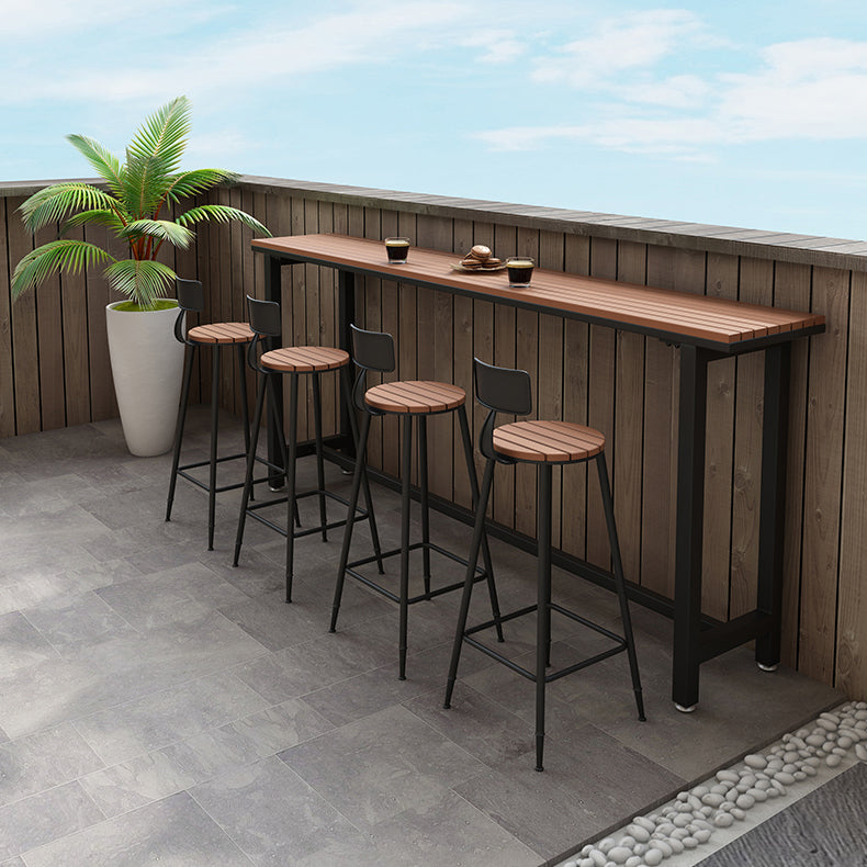 Ensemble de Table de Bar moderne 1/5 pièces, Table de comptoir rectangulaire en plastique et bois avec tabourets hauts