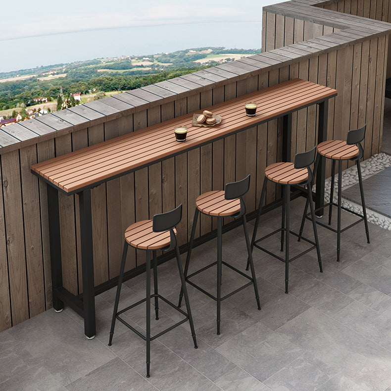 Ensemble de Table de Bar moderne 1/5 pièces, Table de comptoir rectangulaire en plastique et bois avec tabourets hauts