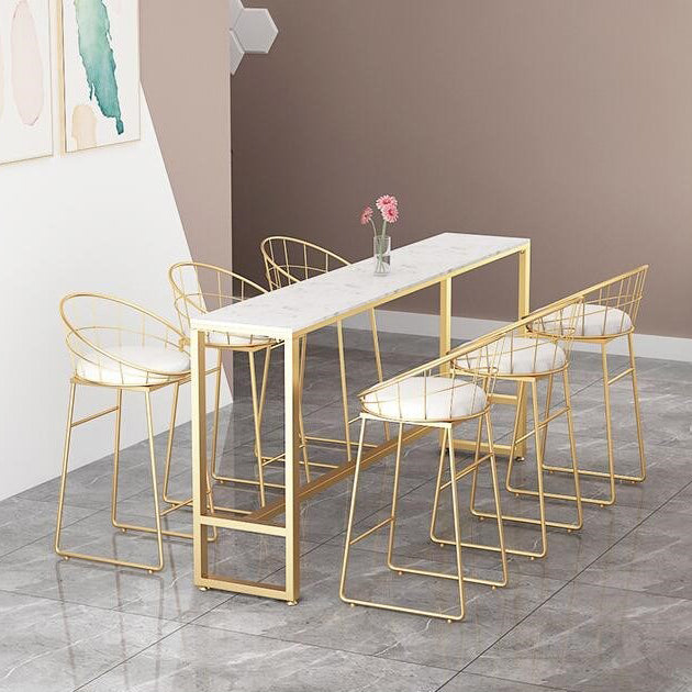 Glam 1/4/7 Pieces Bar Table Set Rectangle Stone Counter Table with High Stools for Cafe Clearhalo 'Bar Furniture' 'furn' 'furn_home_bar_bar_sets' 'Furniture' 'Home Bars & Bar Sets' 'home_bar_bar_sets' 'Kitchen & Dining Furniture' 5796883