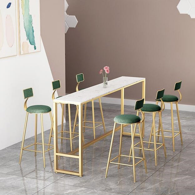 Glam 1/4/7 Pieces Bar Table Set Rectangle Stone Counter Table with High Stools for Cafe Clearhalo 'Bar Furniture' 'furn' 'furn_home_bar_bar_sets' 'Furniture' 'Home Bars & Bar Sets' 'home_bar_bar_sets' 'Kitchen & Dining Furniture' 5796884