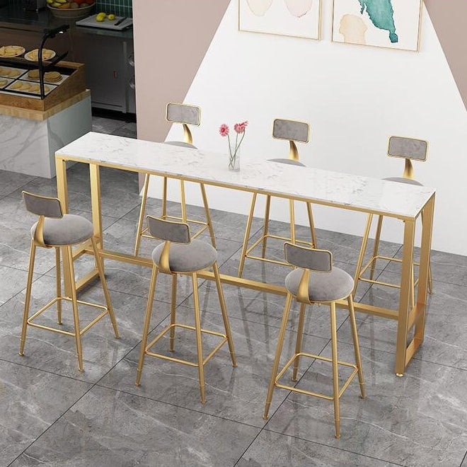 Glam 1/4/7 Pieces Bar Table Set Rectangle Stone Counter Table with High Stools for Cafe Clearhalo 'Bar Furniture' 'furn' 'furn_home_bar_bar_sets' 'Furniture' 'Home Bars & Bar Sets' 'home_bar_bar_sets' 'Kitchen & Dining Furniture' 5796885