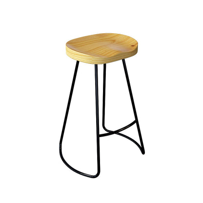 Industrial 1/4 Pieces Bar Table Set Rectangle Pine Wood Counter Table with High Stools Wood 30"H Stool (Single) Clearhalo 'Bar Furniture' 'furn' 'furn_home_bar_bar_sets' 'Furniture' 'Home Bars & Bar Sets' 'home_bar_bar_sets' 'Kitchen & Dining Furniture' 5796945