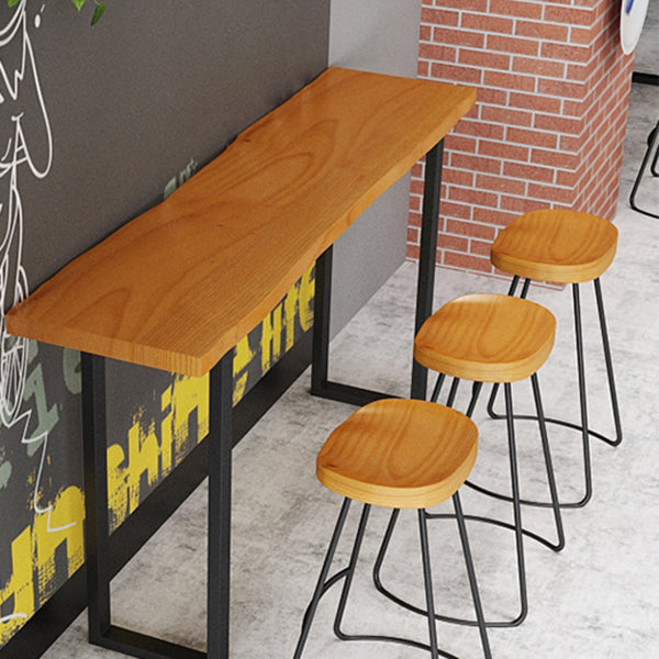 Industrial 1/4 Pieces Bar Table Set Rectangle Pine Wood Counter Table with High Stools Clearhalo 'Bar Furniture' 'furn' 'furn_home_bar_bar_sets' 'Furniture' 'Home Bars & Bar Sets' 'home_bar_bar_sets' 'Kitchen & Dining Furniture' 5796948