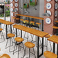 Industrial 1/4 Pieces Bar Table Set Rectangle Pine Wood Counter Table with High Stools Clearhalo 'Bar Furniture' 'furn' 'furn_home_bar_bar_sets' 'Furniture' 'Home Bars & Bar Sets' 'home_bar_bar_sets' 'Kitchen & Dining Furniture' 5796950