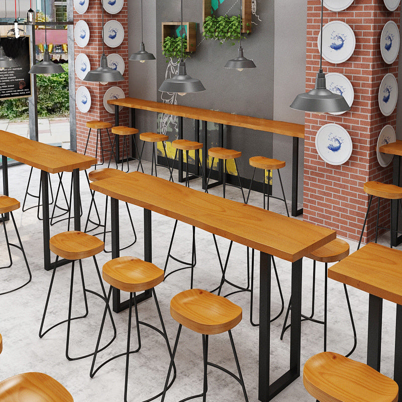 Industrial 1/4 Pieces Bar Table Set Rectangle Pine Wood Counter Table with High Stools Clearhalo 'Bar Furniture' 'furn' 'furn_home_bar_bar_sets' 'Furniture' 'Home Bars & Bar Sets' 'home_bar_bar_sets' 'Kitchen & Dining Furniture' 5796950