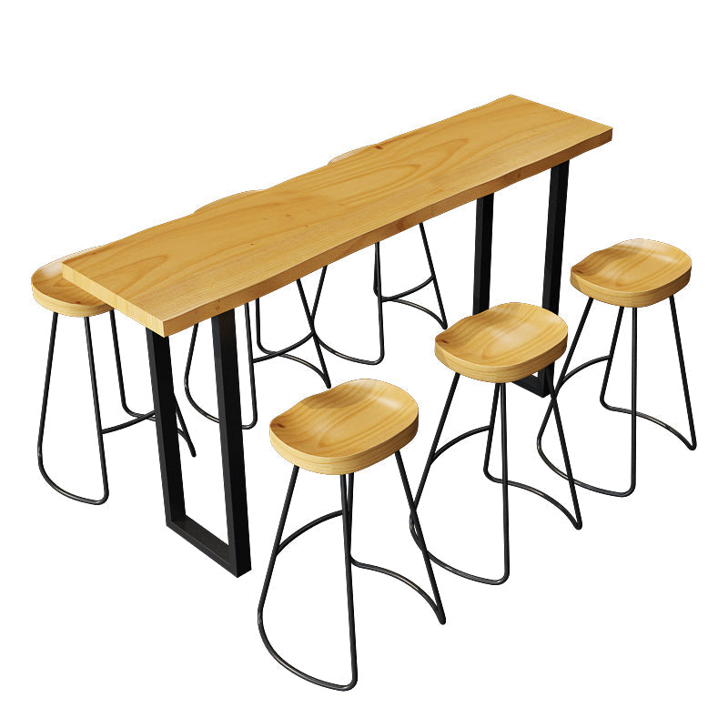 Industrial 1/4 Pieces Bar Table Set Rectangle Pine Wood Counter Table with High Stools Clearhalo 'Bar Furniture' 'furn' 'furn_home_bar_bar_sets' 'Furniture' 'Home Bars & Bar Sets' 'home_bar_bar_sets' 'Kitchen & Dining Furniture' 5796951