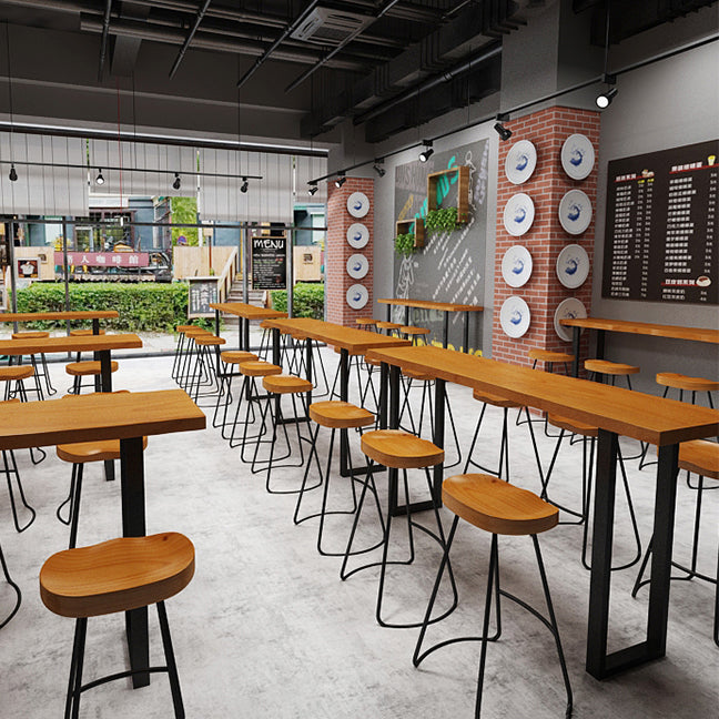 Industrial 1/4 Pieces Bar Table Set Rectangle Pine Wood Counter Table with High Stools Clearhalo 'Bar Furniture' 'furn' 'furn_home_bar_bar_sets' 'Furniture' 'Home Bars & Bar Sets' 'home_bar_bar_sets' 'Kitchen & Dining Furniture' 5796953