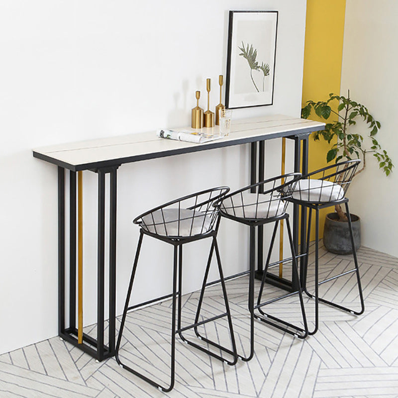 Industrial 1/2/4/7 Pieces Bar Table Set Rectangle Bar Table with High Stools 4 Pieces: Table, 3 Gray Stools Clearhalo 'Bar Furniture' 'furn' 'furn_home_bar_bar_sets' 'Furniture' 'Home Bars & Bar Sets' 'home_bar_bar_sets' 'Kitchen & Dining Furniture' 5796967
