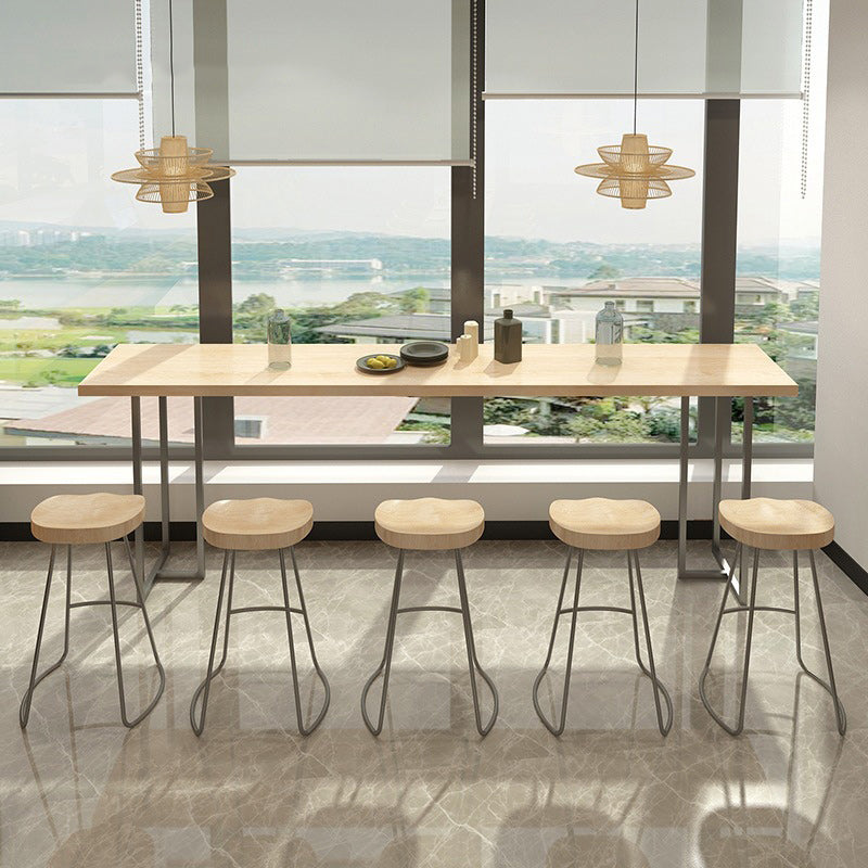 Modern 1/2/5/6 Pieces Bar Table Set Rectangle Bar Table with High Stools 6 Pieces: Table, 5 Stools Clearhalo 'Bar Furniture' 'furn' 'furn_home_bar_bar_sets' 'Furniture' 'Home Bars & Bar Sets' 'home_bar_bar_sets' 'Kitchen & Dining Furniture' 5796986