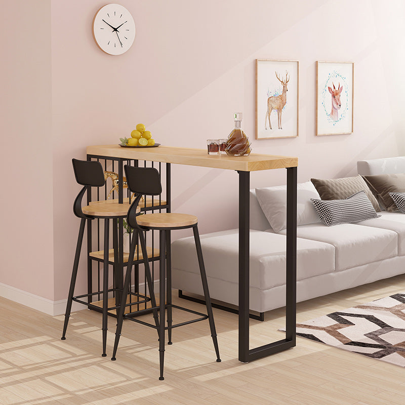 Ensemble de table de bistro rectangulaire moderne, 1/3 pièces, comptoir en bois avec tabourets hauts