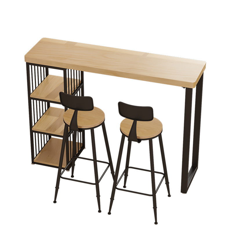 Ensemble de table de bistro rectangulaire moderne, 1/3 pièces, comptoir en bois avec tabourets hauts