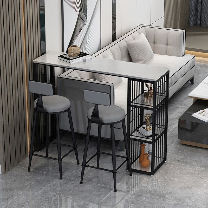 Modern 1/3 Pieces Bar Table Set Rectangle Stone Counter Table with Stools for Living Room Clearhalo 'Bar Furniture' 'furn' 'furn_home_bar_bar_sets' 'Furniture' 'Home Bars & Bar Sets' 'home_bar_bar_sets' 'Kitchen & Dining Furniture' 5797245