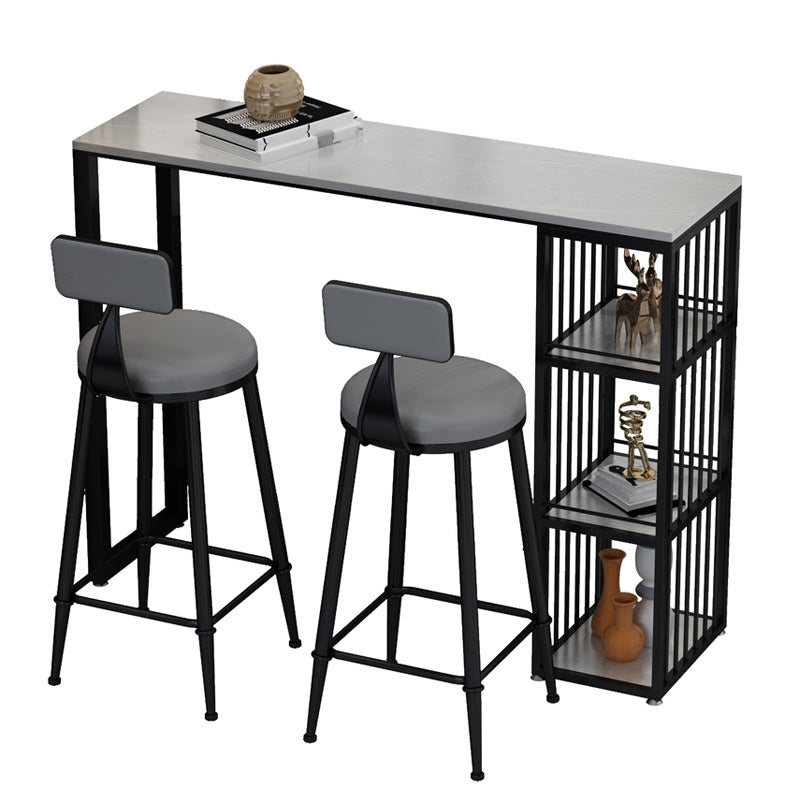 Modern 1/3 Pieces Bar Table Set Rectangle Stone Counter Table with Stools for Living Room Clearhalo 'Bar Furniture' 'furn' 'furn_home_bar_bar_sets' 'Furniture' 'Home Bars & Bar Sets' 'home_bar_bar_sets' 'Kitchen & Dining Furniture' 5797253