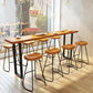 Juego de mesa de Pub rectangular Industrial de 1/5/7 piezas, mesa de mostrador de madera con taburetes sin respaldo