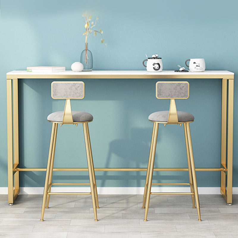 Glam Style 1/2/3 Pieces Sintered Stone Bar Table Set Fixed Table Counter Set 3 Pieces: Table, 2 Stools Clearhalo 'Bar Furniture' 'furn' 'furn_home_bar_bar_sets' 'Furniture' 'Home Bars & Bar Sets' 'home_bar_bar_sets' 'Kitchen & Dining Furniture' 5797329