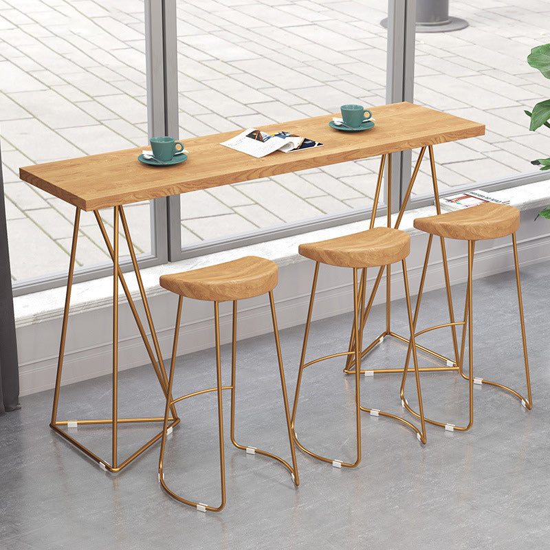 Glam Style – ensemble de Table de bar rectangulaire avec tabourets hauts en bois, 1/2/4 pièces, pour la maison