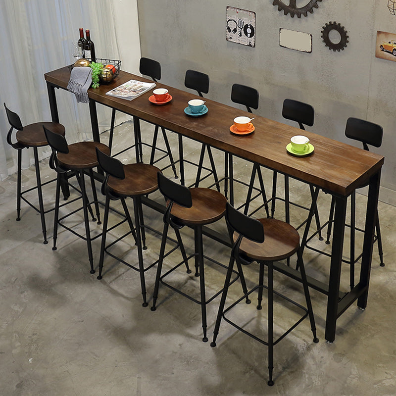 1/6/11 Pieces Industrial Rectangular Pub Table Set Solid Wood Counter Table Set Clearhalo 'Bar Furniture' 'furn' 'furn_home_bar_bar_sets' 'Furniture' 'Home Bars & Bar Sets' 'home_bar_bar_sets' 'Kitchen & Dining Furniture' 5797446