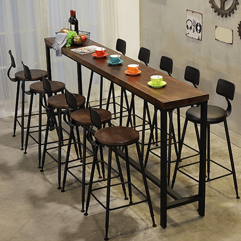 1/6/11 Pieces Industrial Rectangular Pub Table Set Solid Wood Counter Table Set 11 Pieces: Table, 10 Stools Clearhalo 'Bar Furniture' 'furn' 'furn_home_bar_bar_sets' 'Furniture' 'Home Bars & Bar Sets' 'home_bar_bar_sets' 'Kitchen & Dining Furniture' 5797452