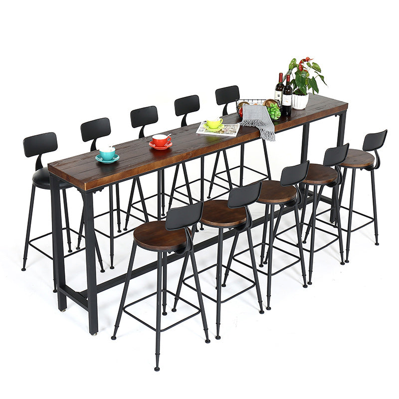 1/6/11 Pieces Industrial Rectangular Pub Table Set Solid Wood Counter Table Set Clearhalo 'Bar Furniture' 'furn' 'furn_home_bar_bar_sets' 'Furniture' 'Home Bars & Bar Sets' 'home_bar_bar_sets' 'Kitchen & Dining Furniture' 5797453