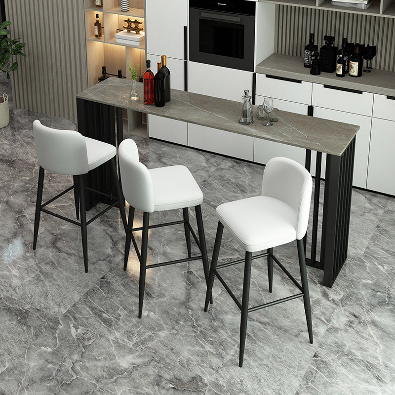 Industrial 1/2/4 Pieces Table and Stool Set Rectangle Indoor Stone Counter Height Set 4 Pieces: 1 Grey Table, 3 White Stools Clearhalo 'Bar Furniture' 'furn' 'furn_home_bar_bar_sets' 'Furniture' 'Home Bars & Bar Sets' 'home_bar_bar_sets' 'Kitchen & Dining Furniture' 5797473