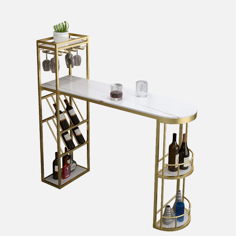 Ensemble de table de bar contemporain 1/2/3 pièces Table de bar rectangulaire en pierre avec tabourets hauts en métal