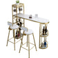 Ensemble de table de bar contemporain 1/2/3 pièces Table de bar rectangulaire en pierre avec tabourets hauts en métal