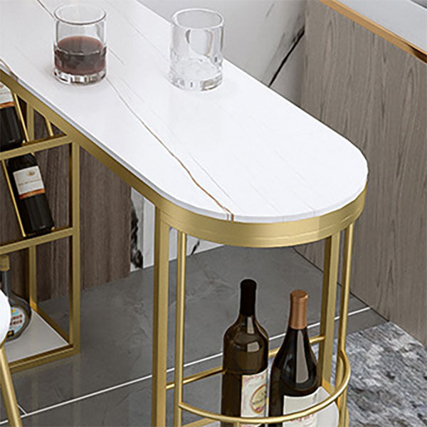 Ensemble de table de bar contemporain 1/2/3 pièces Table de bar rectangulaire en pierre avec tabourets hauts en métal