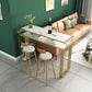 Luxurious Rectangular Pub Table Set 1/3 Pieces Stone Top Counter Table with High Stools 3 Pieces: White Table, 2 White Stools Clearhalo 'Bar Furniture' 'furn' 'furn_home_bar_bar_sets' 'Furniture' 'Home Bars & Bar Sets' 'home_bar_bar_sets' 'Kitchen & Dining Furniture' 5797555