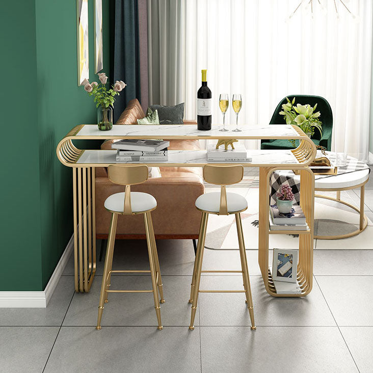 Luxurious Rectangular Pub Table Set 1/3 Pieces Stone Top Counter Table with High Stools Clearhalo 'Bar Furniture' 'furn' 'furn_home_bar_bar_sets' 'Furniture' 'Home Bars & Bar Sets' 'home_bar_bar_sets' 'Kitchen & Dining Furniture' 5797565