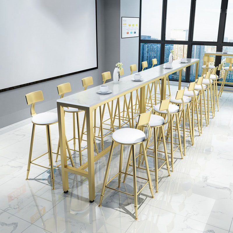 Glam Juego de mesa de bar de 1/2/5 piezas, mesa de bar rectangular con taburetes altos de metal para el hogar