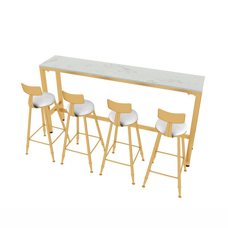 Glam Juego de mesa de bar de 1/2/5 piezas, mesa de bar rectangular con taburetes altos de metal para el hogar