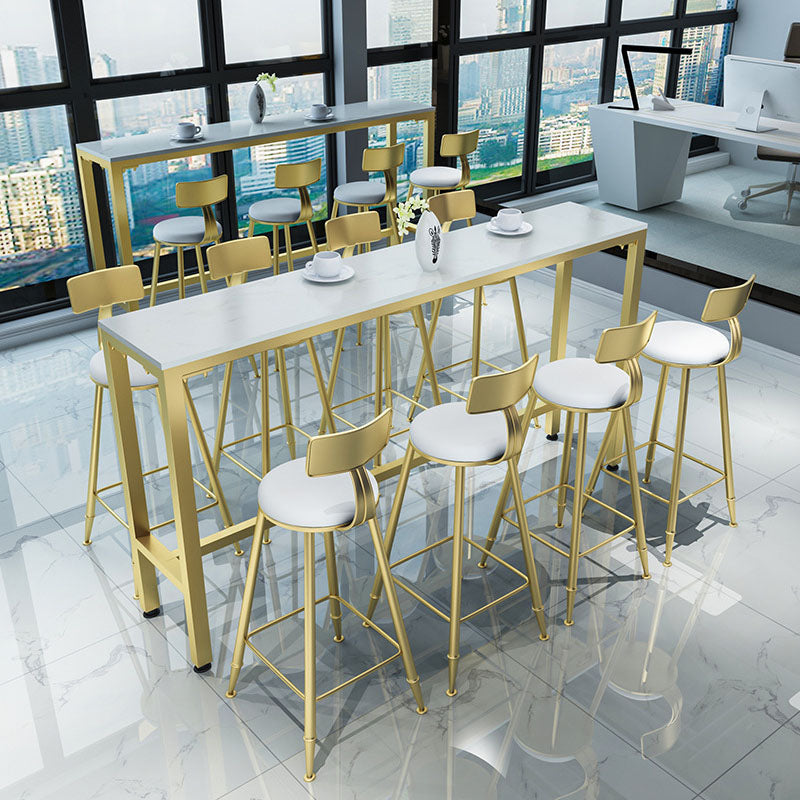 Glam Juego de mesa de bar de 1/2/5 piezas, mesa de bar rectangular con taburetes altos de metal para el hogar