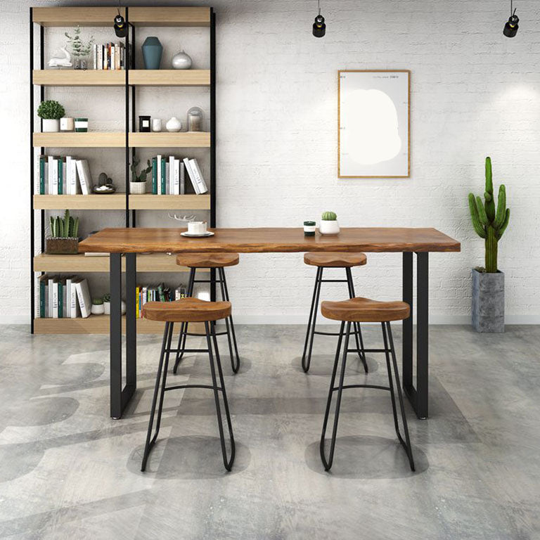 1/2/5 Pieces Rectangular Counter Set Industrial Solid Wood Bar Table Set for Home Use 5 Pieces: Table, 4 Stools Clearhalo 'Bar Furniture' 'furn' 'furn_home_bar_bar_sets' 'Furniture' 'Home Bars & Bar Sets' 'home_bar_bar_sets' 'Kitchen & Dining Furniture' 5797612