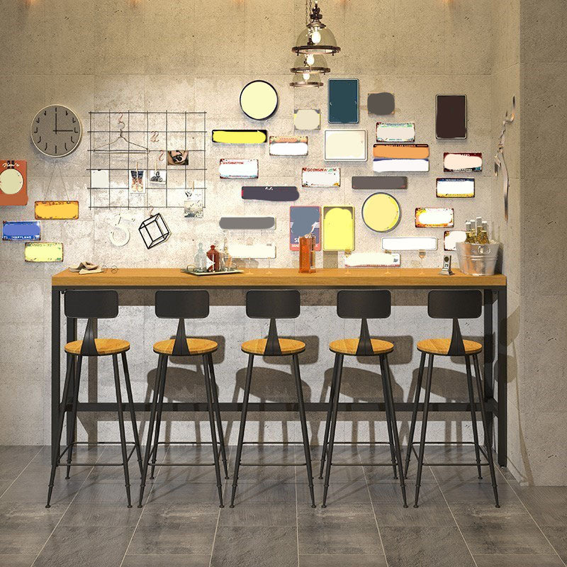 Industrial Style 1/6/11 Pieces Bar Table Set Rectangle Pine Wood Counter Table for Cafe Clearhalo 'Bar Furniture' 'furn' 'furn_home_bar_bar_sets' 'Furniture' 'Home Bars & Bar Sets' 'home_bar_bar_sets' 'Kitchen & Dining Furniture' 5797645