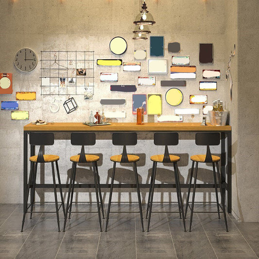 工業スタイル1/6/11ピースバーテーブルセット長方形の松の木材カウンターテーブル用カフェ