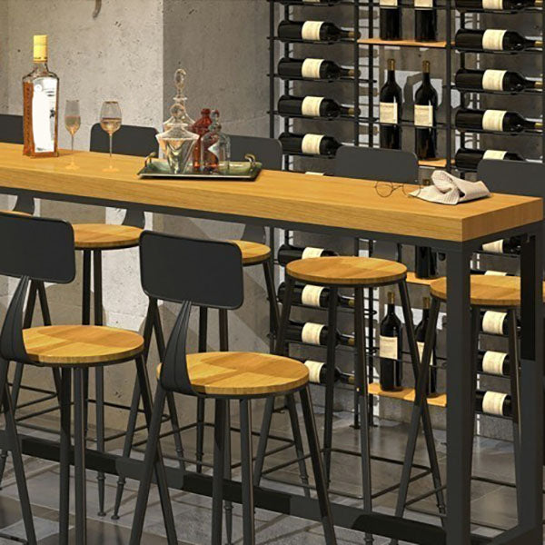 Industrial Style 1/6/11 Pieces Bar Table Set Rectangle Pine Wood Counter Table for Cafe Clearhalo 'Bar Furniture' 'furn' 'furn_home_bar_bar_sets' 'Furniture' 'Home Bars & Bar Sets' 'home_bar_bar_sets' 'Kitchen & Dining Furniture' 5797650