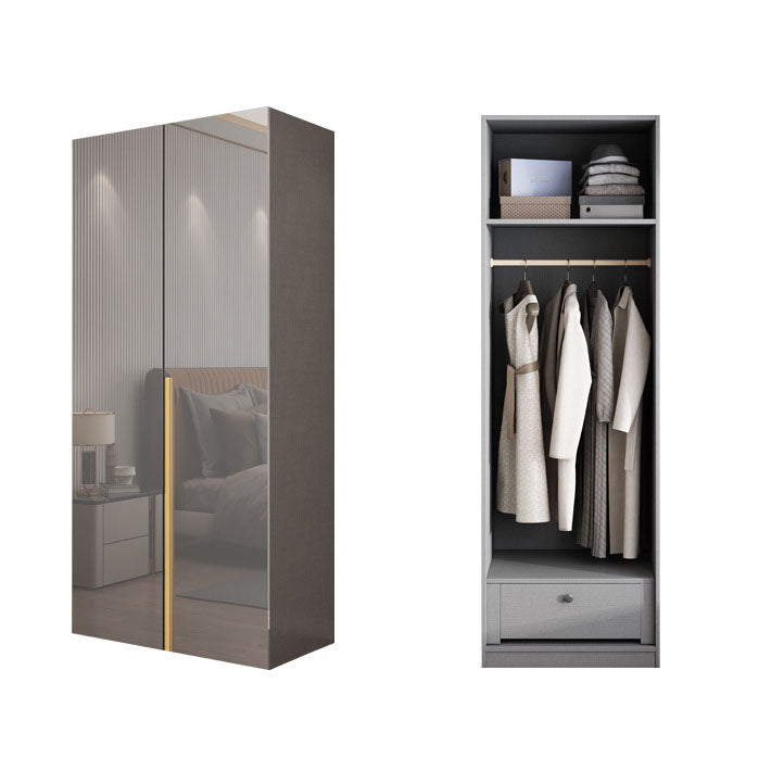 Contemporary Style Wood Wardrobe Gray Colour 1-Drawer Wardrobe Closet for Home 24"L x 22"W x 79"H Armoires & Wardrobes Clearhalo 'Armoires & Wardrobes' 'armoires_wardrobes' 'Bedroom Furniture' 'furn' 'furn_armoires_wardrobes' 'Furniture' 5797700