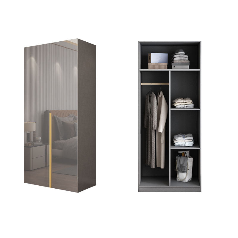 Contemporary Style Wood Wardrobe Gray Colour 1-Drawer Wardrobe Closet for Home 31"L x 22"W x 79"H Armoires & Wardrobes Clearhalo 'Armoires & Wardrobes' 'armoires_wardrobes' 'Bedroom Furniture' 'furn' 'furn_armoires_wardrobes' 'Furniture' 5797703